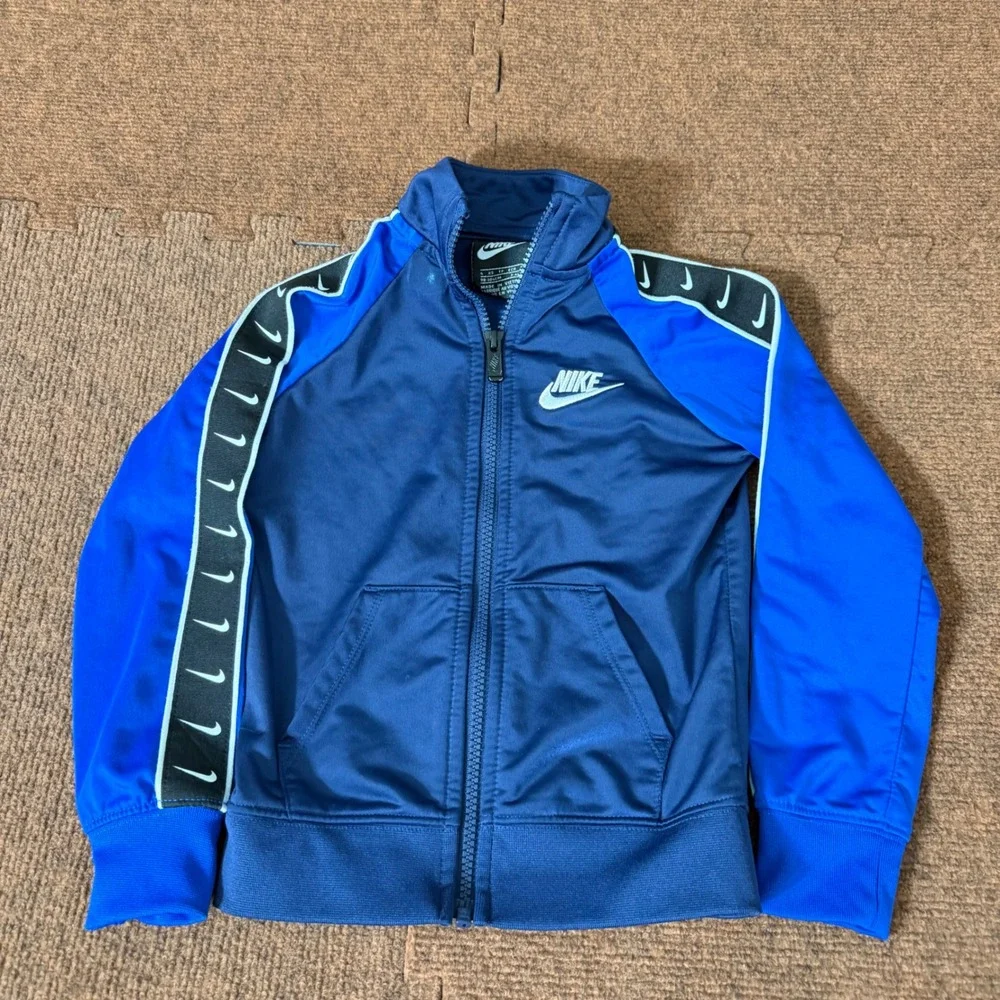 Nike Kids Blue Swoosh Taping Full Zip Track Jacket Sportswear Size 4 3-4YRS 726‎